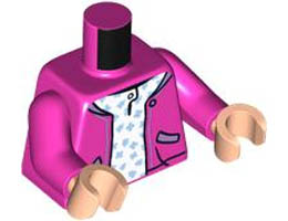 Torso Open Jacket with Pockets over White Top with Bright Light Blue Crosses Pattern / Dark Pink Arms / Light Nougat Hands: {ярко пурпурен}