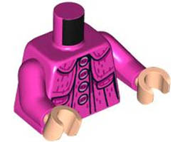 Torso Jacket with 4 Silver Buttons, Pockets, Magenta Highlights Pattern / Dark Pink Arms / Light Nougat Hands: {ярко пурпурен}