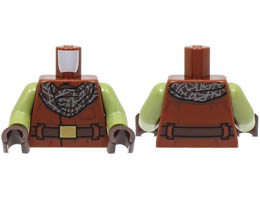 Torso Coat with Pocket and Dark Brown Belt with Gold Buckle, Bandana with Dark Bluish Gray Trim Pattern / Olive Green Arms / Dark Brown Hands : {червеникаво-кафяв}