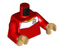 Torso Soccer Uniform, Yellow Collar, White Shoulder Panel, Dark Red Dice Logo Pattern / Red Arms / Medium Tan Hands: {ярко червен}
