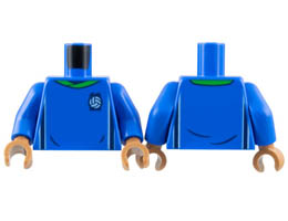 Torso Soccer Uniform, Bright Green Collar, White and Dark Blue Side Stripes, Soccer Ball on Brick Logo Pattern / Blue Arms / Medium Nougat Hands : {ярко син}