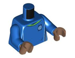 Torso Soccer Uniform, Bright Green Collar, White and Dark Blue Side Stripes, Soccer Ball on Brick Logo Pattern / Blue Arms / Medium Brown Hands : {ярко син}