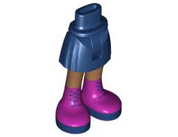 Mini Doll Hips and Skirt, Medium Nougat Legs and Magenta Boots with Dark Blue Laces and Soles Pattern - Thin Hinge : {земно син}