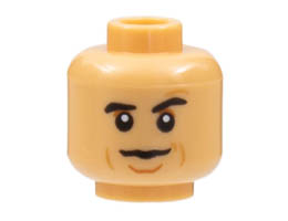 Minifigure, Head Black Eyebrows, Dark Orange Eye Shadow and Chin Dimple, Nougat Cheek Lines, Neutral Pattern - Hollow Stud: {умерен тан}