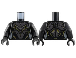 Torso Female Armor, Pearl Dark Gray Panels, Gold Trim Pattern / Black Arms / Black Hands: {черен}