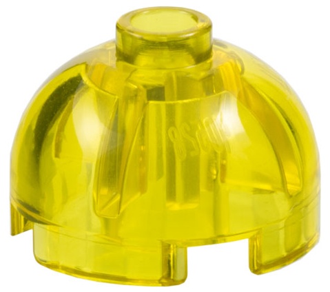 Brick, Round 2 x 2 Dome Top: {прозрачно жълт}