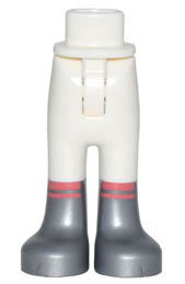 Mini Doll Hips and Trousers with Back Pockets with Flat Silver Boots and Coral Stripes Pattern - Thin Hinge : {бял}