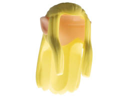 Minifigure, Hair Long Wavy with Braid and Molded Hard Plastic Light Nougat Elf Ears Pattern - Flexible Rubber: {студено жълт}