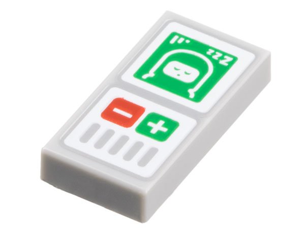 Tile 1 x 2 with Minifigure Space Baby Monitor with Plus and Minus Sign Pattern: {умерено каменно сив}