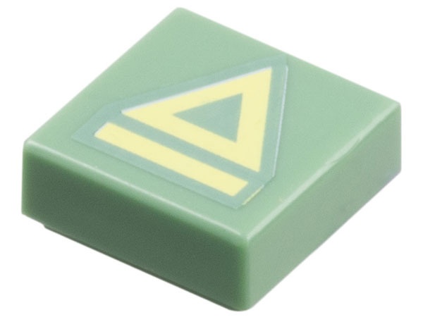 Tile 1 x 1 with Bright Light Yellow Triangle and Line Pattern: {пясъчно зелен}