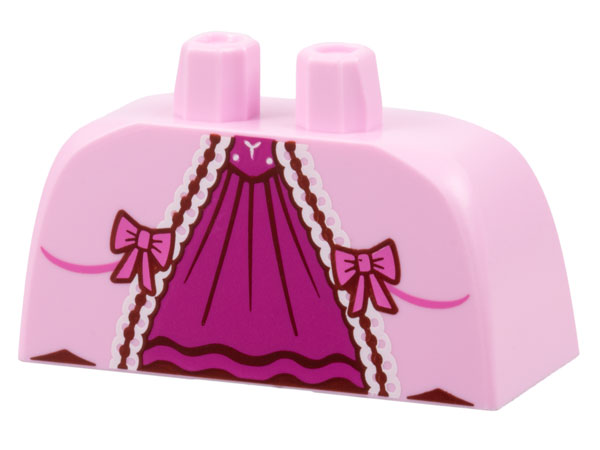 Lower Body, Skirt Wide with Side Hoops (Panniers) with Magenta Center Panel, White Lace, Dark Pink Bows Pattern: {светло пурпурен}