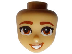 Mini Doll, Head Friends with Reddish Brown Eyebrows, Dark Orange Eyes, Nougat Lips, and Open Mouth Smile with Teeth Pattern: {умерен тан}
