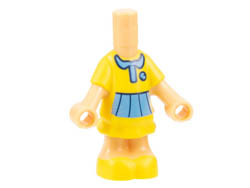 Micro Doll, Body with Yellow Dress and Shoes, Medium Blue Collar, Badge, and Skirt Pattern: {умерен тан}
