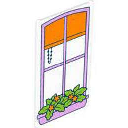 Glass for Window 1 x 4 x 6 with Lavender Frame and Planter, Orange Shade, and Lime Plants with Flowers Pattern: {прозрачен}