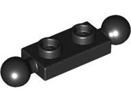 Plate, Modified 1 x 2 with Tow Balls on Ends: {черен}