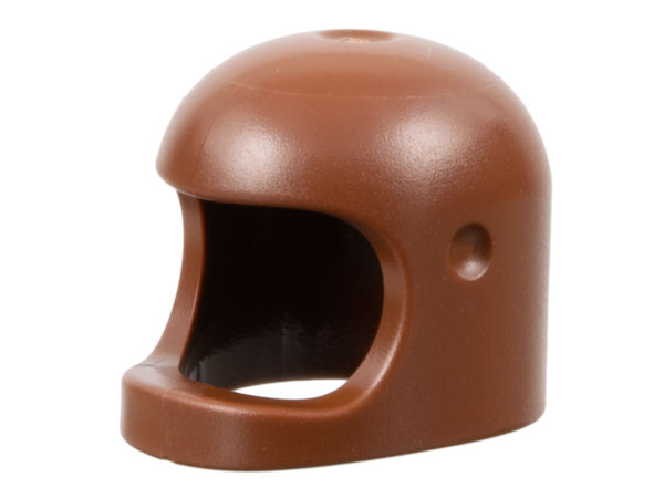Minifigure, Headgear Helmet Space / Town with Thick Chin Strap - with Visor Dimples (Reissue with Top Dimple): {червеникаво-кафяв}