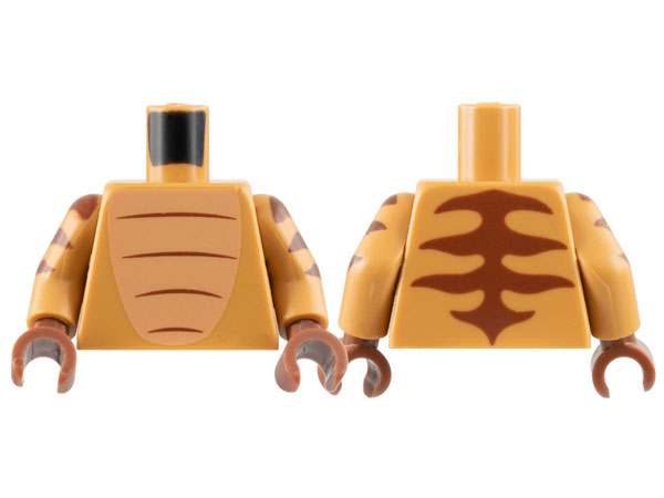 Torso Nougat Chest, Reddish Brown Stripes Pattern / Medium Nougat Arms with Reddish Brown Stripes Pattern / Reddish Brown Hands: {умерен нуга}
