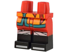 Hips and Legs with Bright Light Orange Robe Ends with Dark Turquoise Trim, White Knee Wraps, and Black Boots with White Tips Pattern : {ярко червен}