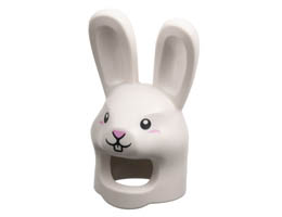 Minifigure, Headgear Mask Rabbit with Black Eyes and Mouth, and Bright Pink Nose Pattern: {бял}