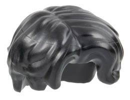 Minifigure, Hair Short Wavy, Parted on Right: {черен}