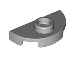 PLATE 1X2, 1/2 CIRCLE, W/ 1 KNOB: {умерено каменно сив}