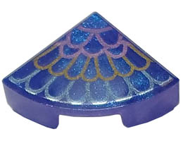 Tile, Round 1 x 1 Quarter with Metallic Light Blue, Gold, and Metallic Pink Feathers Pattern: {прозрачен виолетов опал}