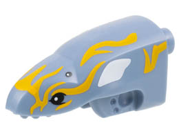 Creature Head, Avatar Ilu with 4 Black Eyes and Bright Light Orange and White Markings Pattern: {пясъчно син}