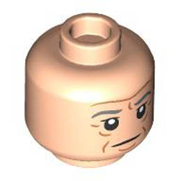 Minifigure, Head Dual Sided Dark Bluish Gray Eyebrows, Medium Nougat Age Lines, Neutral / Angry with Bright Light Yellow Teeth Pattern - Hollow Stud : {светло нуга}