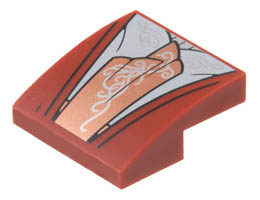 Slope, Curved 2 x 2 x 2/3 with Robe, Light Bluish Gray Center Panel and Copper Sash with Silver Filigree Pattern (Elrond Robe): {нов тъмно червен}