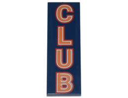 Tile 2 x 6 with Orange CLUB with Red and White Outlines Pattern: {земно син}