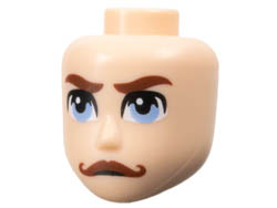 Mini Doll, Head Friends Male Large with Reddish Brown Eyebrows and Moustache, and Bright Light Blue Eyes Pattern: {светло нуга}