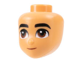 Mini Doll, Head Friends Male with Black Eyebrows, Reddish Brown Eyes, and Closed Mouth Pattern: {нуга}