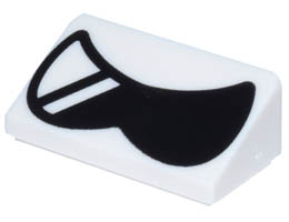 Slope 30 1 x 2 x 2/3 with Black Sunglasses with Reflections Pattern (Super Mario Cooligan Eyes): {бял}