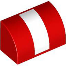 BRICK 1X2, OUTSIDE HALF BOW, NO. 17: {ярко червен}