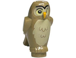 Owl, Angular Features with Bright Light Orange Beak, Black Eyes with Bright Light Yellow Outline, and Tan Chest Feathers Pattern: {пясъчно жълт}