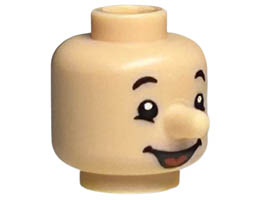 Minifigure, Head, Modified with Nose with Black Eyebrows and Smile with Tongue Pattern: {светло нуга}
