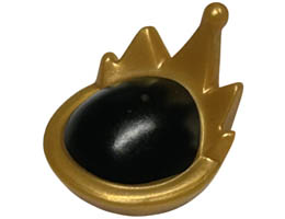 Minifigure, Headgear Tiara / Crown with 5 Points with Black Dome Top Pattern: {топло златист}