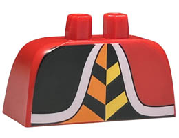 Lower Body, Skirt Wide with Side Hoops (Panniers) with Orange, Yellow and Black Stripes and White Dress Trim Pattern: {ярко червен}