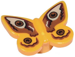 Butterfly with Stud Holder with Medium Nougat, Tan, and Reddish Brown Wings Pattern: {огнено жълто-оранжев}