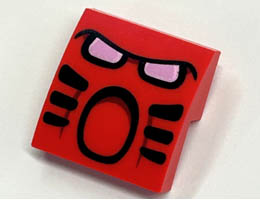 Slope, Curved 2 x 2 x 2/3 with Tahu Mask and Dark Pink Eyes Pattern: {ярко червен}