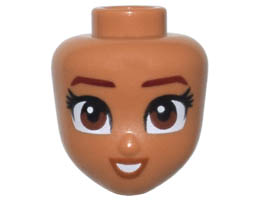 Mini Doll, Head Friends with Reddish Brown Eyes, Long Black Eyelashes, Dark Red Eyebrows, Dark Orange Lips, and Open Mouth Smile Pattern : {умерен нуга}