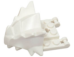 Dragon Head (Ninjago) Jaw with Spikes, 8 Studs and 2 Bar Handles on Back: {бял}