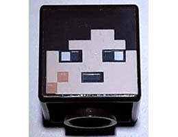 Minifigure, Head, Modified Cube with Pixelated Light Nougat Face and Nougat Cheek Scar Pattern (Minecraft End Warrior): {тъмно кафяв}