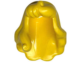 Minifigure, Hair Female Long with Part over Right Shoulder, Curled Ends, Hole on Top: {ярко жълт}