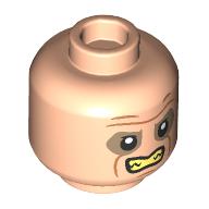 Minifigure, Head Medium Nougat Brow Furrows and Chin Dimple, Dark Tan Eye Shadow, Bright Light Yellow Bared Teeth Pattern - Vented Stud: {светло нуга}