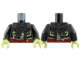Torso Silver Skull Mantle and Chains, Yellowish Green Ribcage, Red Sash Pattern / Black Arms / Yellowish Green Hands: {черен}