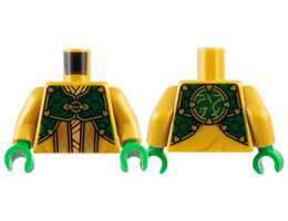 Torso Robe with Dark Orange Trim, Dark Green Mantle, Core Logo on Back Pattern / Pearl Gold Arms / Green Hands: {топло златист}