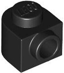Brick, Round 1 x 1 x 2/3 Half Circle Extended with Side Stud: {черен}