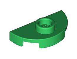 PLATE 1X2, 1/2 CIRCLE, W/ 1 KNOB: {тъмно зелен}