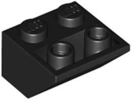 Покривна плочка 2X2/45° инверсна (*) с кух кръгъл долен пин: {черен}